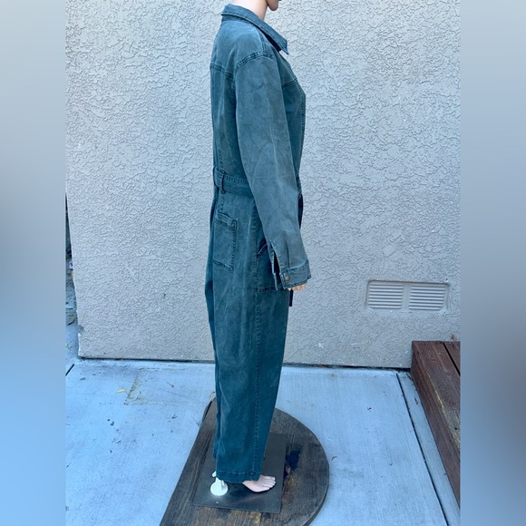 Universal Threads Green Utility Style Long Sleeve Zip Front Jumpsuit sz 14 - Picture 2 of 11